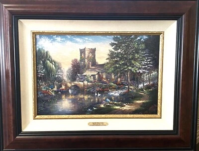 Thomas Kinkade (EUA), Capela de Madeira Salgueiro Aprimorada à Mão/Lona LTD 2/35, CERTIFICADO DE AUTENTICIDADE, GP - Imagem 1 de 4