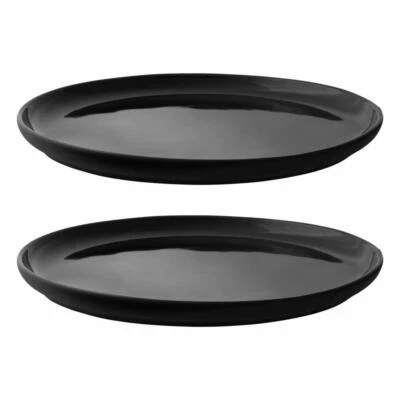 Stelton Theo Assiette Set of 2, Assiette plate, Vaisselle, Grès, Noir, 22 cm - Photo 1/2