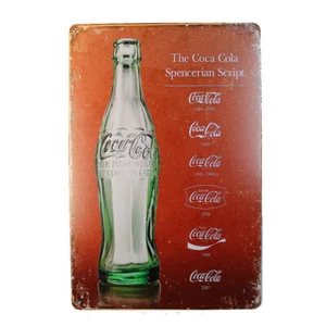 2x Tin Sign COCACOLA SPENCERIAN SCRIPT Sprint Drink Bar Whisky Rustic - Picture 1 of 1