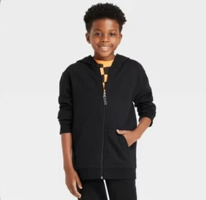 Cat & Jack Boy’s XS 4/5 Sweatshirt Black Fleece Zip-Up Hoodie New - Picture 1 of 3