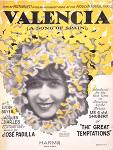 Partituras Valencia Canción de España 1925 Mistinguett Moulin Rouge Boyer Charles - Imagen 1 de 4