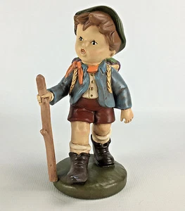 Vintage 1985 Hummel Style 9" Boy With Walking Stick & Basket - Picture 1 of 8