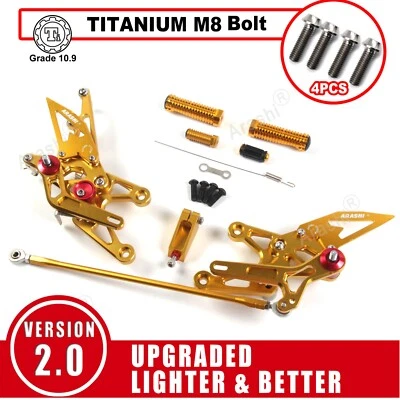 Reposapiés de carreras ajustables y pernos M8 para Yamaha YZF R1 1000 2007 2008 Foto 1 de 4