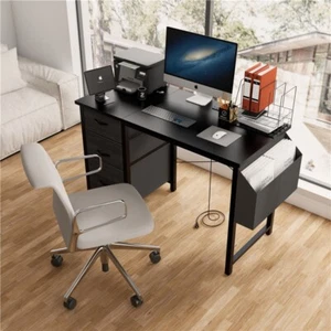 Computer Desk Laptop Table w/Power Outlet & Drawer Home Office Study Workstation - Picture 1 of 27