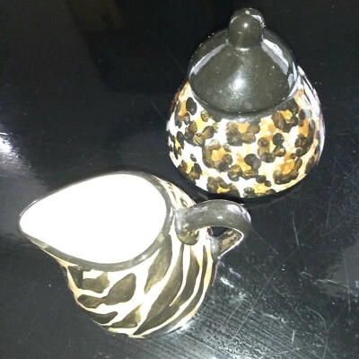 Jarra sudafricana con estampado de animales y olla de azúcar con tapas Foto 1 de 4