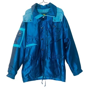 Kaelin Solar-A Ski Jacket Snow Zip Coat Retro Vintage 80s 90s XL Metallic Blue - Picture 1 of 14
