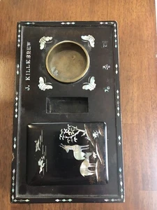 Vintage Mens DRESSER BOX -MOTHER OF PEARL INLAY -LAQUER-monogramed - Picture 1 of 9