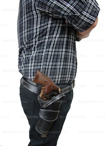 Western Holster with Belt Shell Tooled Leather 357 22 Long Barrel Taurus Colt - Picture 1 of 15