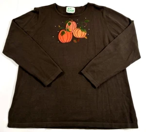 EUC THE QUACKER FACTORY PUMPKIN SWEATER BRON SIZE LARGE - Picture 1 of 3