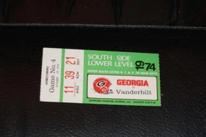 1974 VANDERBILT AT GEORGIA COLLEGE FOOTBALL TICKET STUB  - Picture 1 of 2