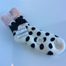 Memoi Plush Lined Slipper Socks Non Skid Size 9 To 11 Brand New Pink Polka Dot