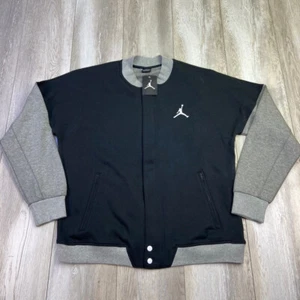 Nike Air Jordan Varsity Jacket Mens XL Black Gray Full Zp Lightweight 653436 NEW - Picture 1 of 11