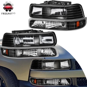 2* Headlights +  2* Bumper Lights For 99-02 Silverado 1500 00-06 Suburban Tahoe - Foto 1 di 12