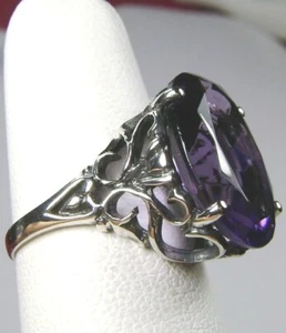 Vintage Filigree 8ct Simulated Amethyst Sterling Silver Ring (Custom-Made) #D10 - Picture 1 of 12