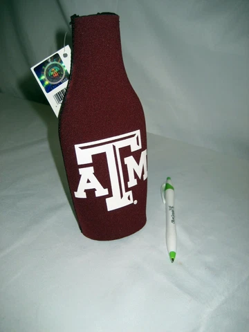 University of Texas A&M 12oz Bottle ZIPPER Koozie Holder Cooler longneck Cover