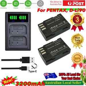 2x 3200mAh Battery + Dual Charger Pentax D-LI90 for K-1 / K-3 / K-7 / K-5 / 645D - Picture 1 of 8