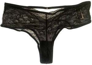 Victorias Secret Black Lace Cheeky Panty Size L Sexy Strappy Criss-Cross Back - Picture 1 of 9