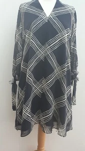 Phase Eight Cora kariertes marineblaues Tunika-Kleid neu Etikett Größe 10 QVC bx11 - Bild 1 von 7