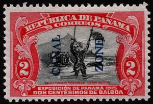 Canal Zone Stamp Scott # 43 Mint F-VF LH - 2 Cents Black & Carmine Balboa Issue - Picture 1 of 1