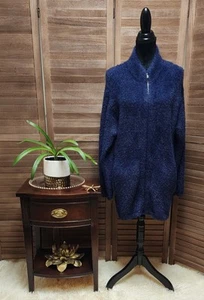 J Crew Point Sur Zip-Up Cardigan Small S Heavyweight Blue Soft Comfort Sweater - Picture 1 of 7