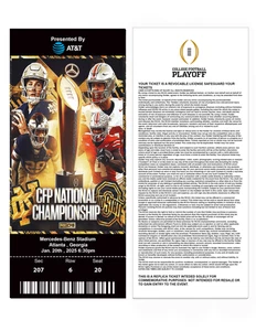 2025 CFB Championship Ohio State Vs Notre Dame Replica Customizable Ticket Stub - Picture 1 of 4