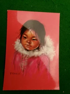 Tarjeta postal infantil inuit firmada por Dorothy Francis niño de gran tamaño #3030 - Imagen 1 de 2
