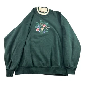 Vtg Top Stitch by Morning Sun Sweatshirt Size XL Embroidered Mouse Flowers USA - Picture 1 of 11