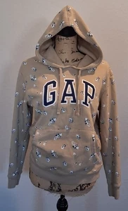 GAP Tostado Crema Pullover Sudadera con Capucha Floral Azul Marino/Blanco Patrón y Logo Cómodo Pequeño - Imagen 1 de 3