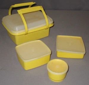 Vintage Tupperware Pack N Carry Brotdose mit Griff & 3 Behältern 1254 670 311 1229 - Bild 1 von 11