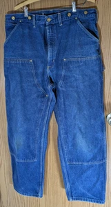 CARHARTT Mens 38 X 29 Blue Denim Double Knee Utility Logger Carpenter Jeans - Picture 1 of 4