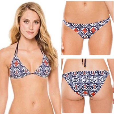 Nuevo con etiquetas $223 Talla XS Tory Burch Acoma Triángulo Reversible Bikini Top e Inferior Hipster Foto 1 de 4