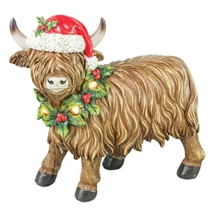 Hanna's Handiworks Highland Cow Holly Wreath Light Up Tabletop 15505 - Picture 1 of 1