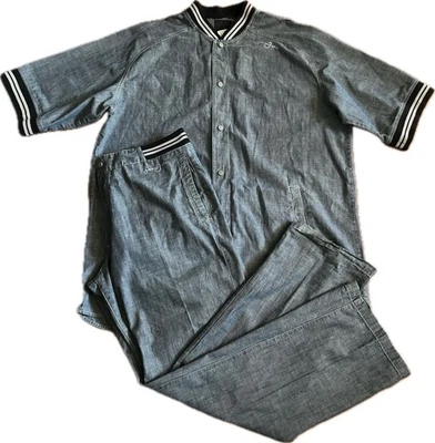 VTG Sean John Men XL Blue Long Baseball Style Jean Denim Jacket Pants Set RARE! - Image 1 of 4