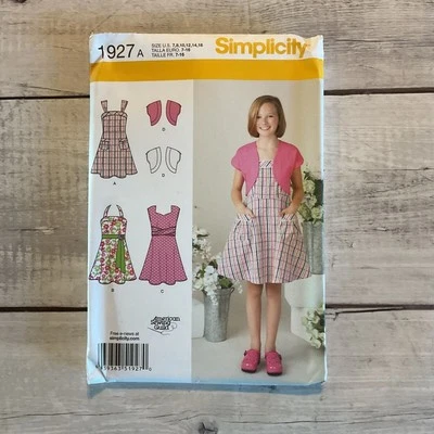 Simplicity 1927 Sewing Pattern Sundress Dress Bolero Jacket Girls 7-16 UNCUT - Image 1 of 3