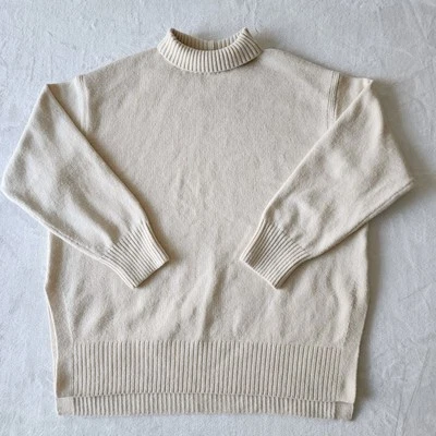 H&M Sweater Womens XL Wool Blend Knit Ivory Cream Soft Classic Capsule Wardrobe - Image 1 of 4