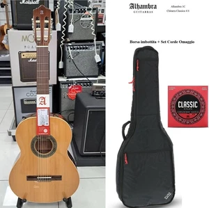 ALHAMBRA 1C MODELLO 1 C 4/4 CHITARRA CLASSICA SPAGNOLA KIT BORSA E SET CORDE - Foto 1 di 15