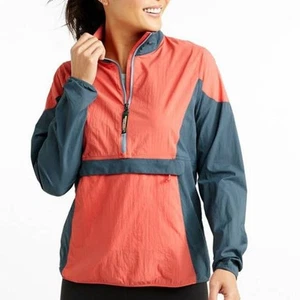 LL Bean Stowaway Windbreaker Colorblock Packable Size S Half zip Orange Gray - Picture 1 of 16