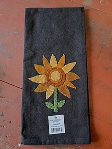 Primitive Bauernhaus SONNENBLUME Handtuch Applikation 18x28 NEU Baumwolle & Wollfilz - Bild 1 von 3