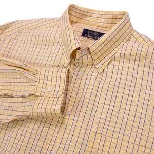 Camisa Gitman Bros Para Hombres XL Amarillo Azul Cuadros Manga Larga Botón Frontal Algodón - Imagen 1 de 11