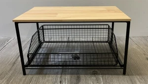 Ablage mit Drahtkorb Holz / Metall Organizer ca. 37 x 21 x 26,5cm (K1 - Bild 1 von 4
