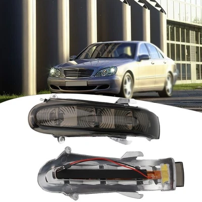 Reliable Grey LED Side Mirror Turn Signal Lights for Mercedes W220 S320 - Image 1 of 4
