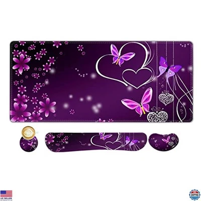 Large Gaming Mouse Pad Set with Wrist Rest, Non-Slip, Memory Foam, Purple - Image 1 of 4