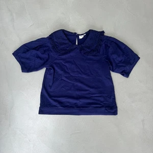 Top Anthropologie Maeve manica corta con colletto impreziosito.  Blu.  Medium. - Foto 1 di 7