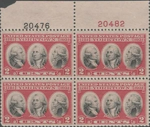 Plate Block of 4 stamps - Scott 703 - 2 cent - Yorktown - 1931 - MNH - Picture 1 of 1