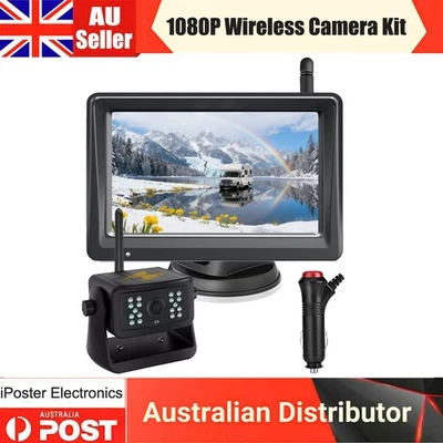 1080P Solar Magnetic Wireless RV Backup Camera 5" Car Monitor for Trailer Truck - Image 1 of 4