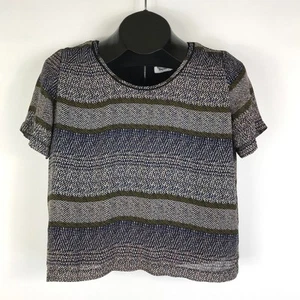 Daphnea Kurzarm Cropped Bluse Damen kleiner Reißverschluss gefüttert kastig Freizeit Party - Bild 1 von 10