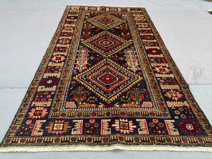 Vintage Afghan Hand-Knotted Tribal Rug 3'8x6'7 Wool Carpet Oriental Kitchen Rug - Picture 1 of 13