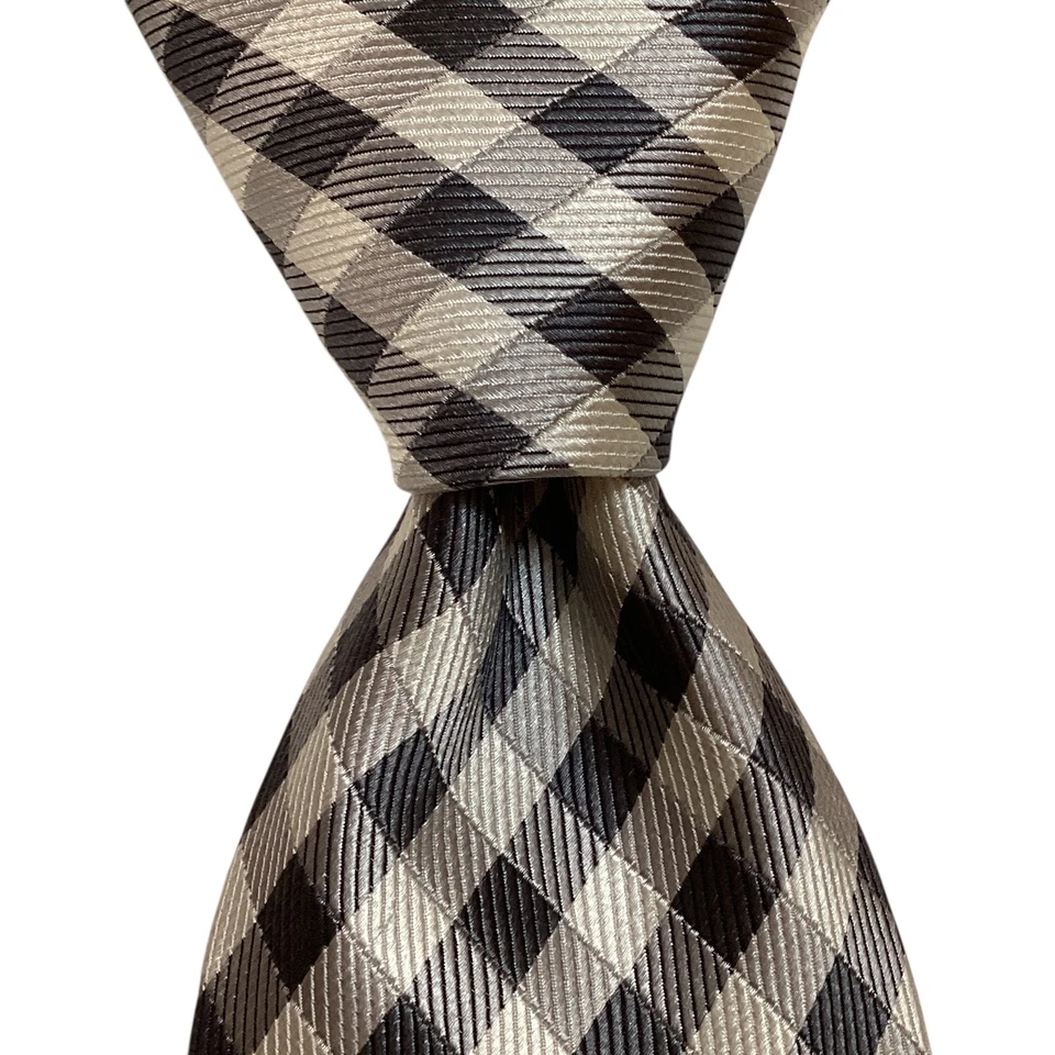 Corbata de Seda DONALD TRUMP President Signature Collection A CUADROS GRIS/BLANCO USADA EN EXCELENTE ESTADO Foto 1 de 3