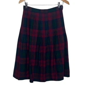Vintage Pitlochry Red Plaid Tartan New Wool Midi Skirt Women Size 14 - Picture 1 of 4
