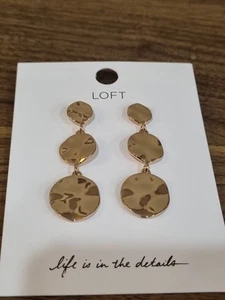 Loft Gold-toned Three Disc Earrings Stud Back - Picture 1 of 3